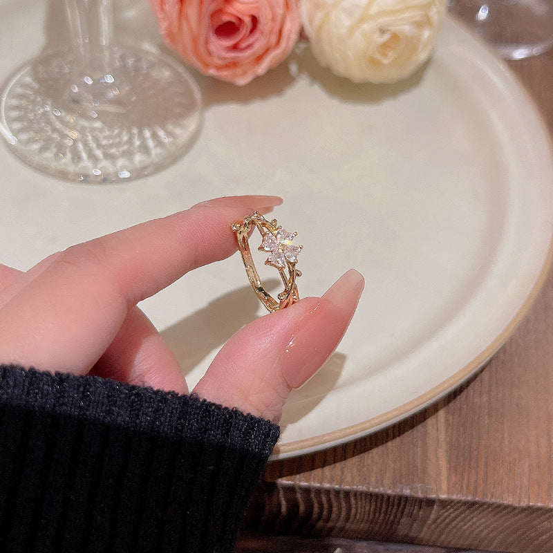 Zircon Flower Ring Female Niche Design