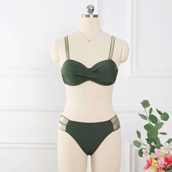 Mid-Waist Bandeau Gather Cup Bikinis