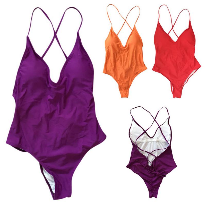 New Solid Color Siamese Swimwear