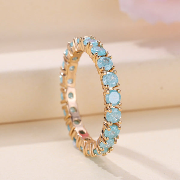 French Retro Champagne Gold Blue Ring