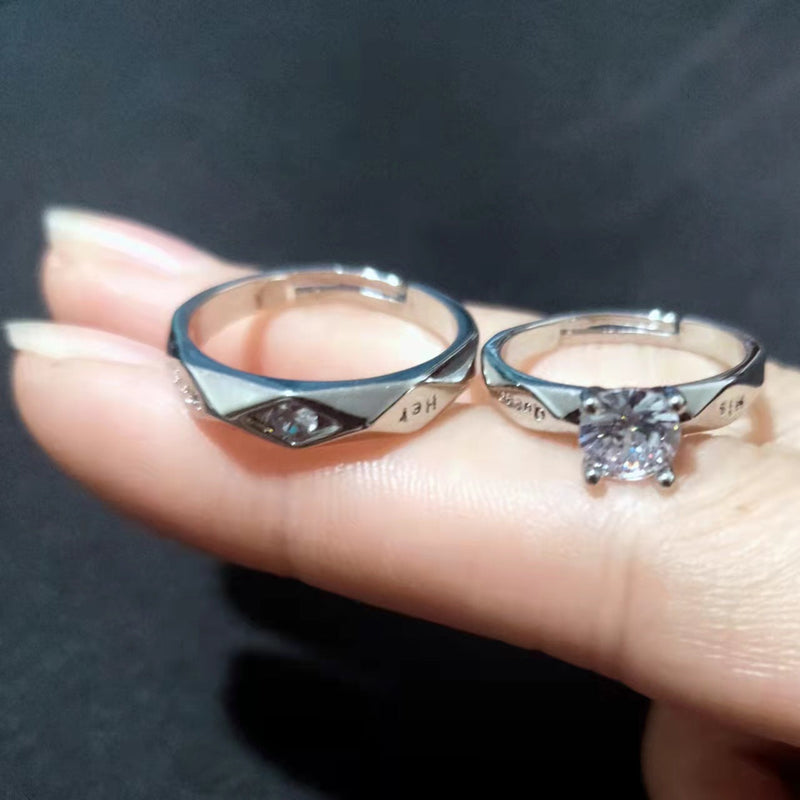 Couple Open Mouth White Gold Plated Rings