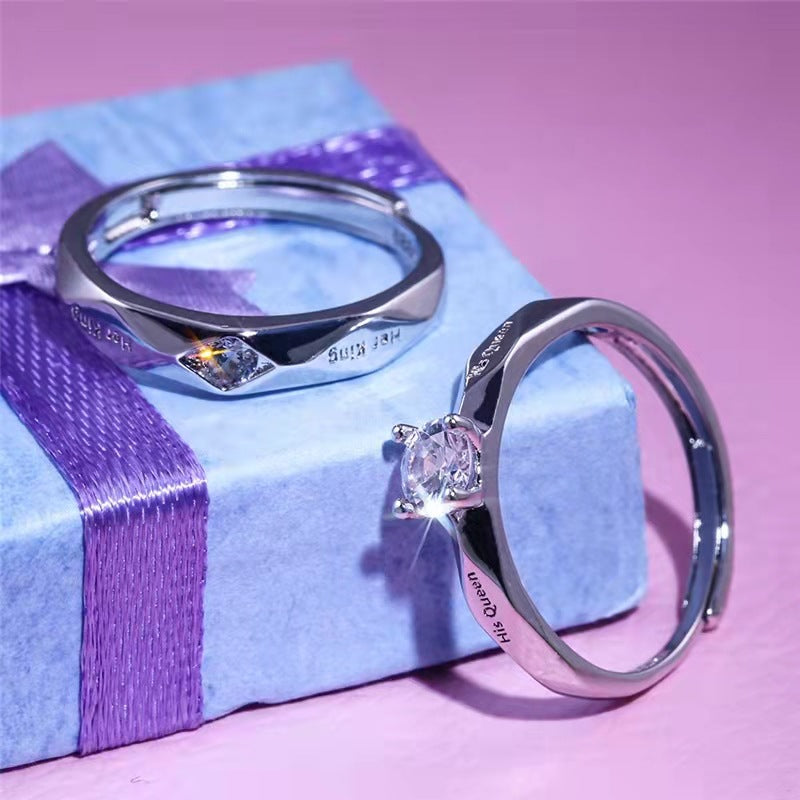 Couple Open Mouth White Gold Plated Rings