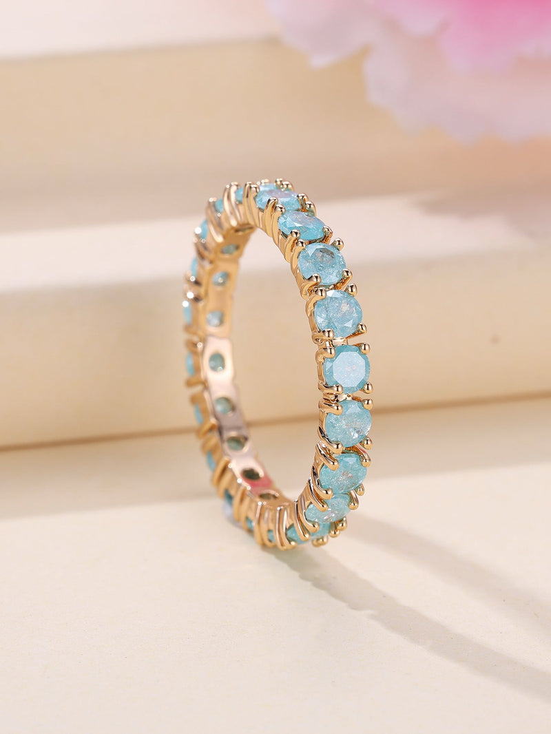 French Retro Champagne Gold Blue Ring