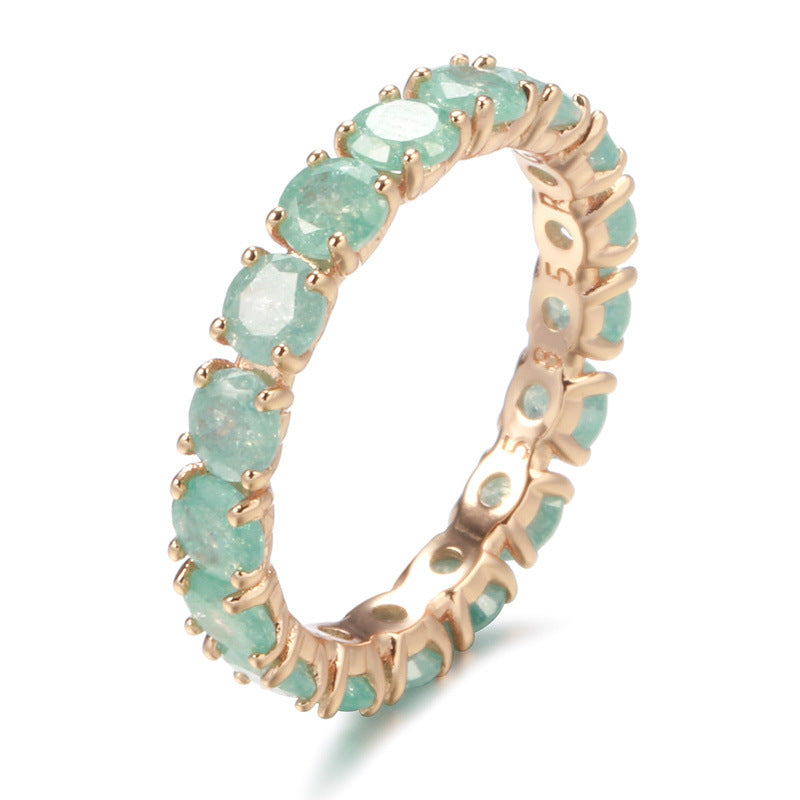 French Retro Champagne Gold Blue Ring