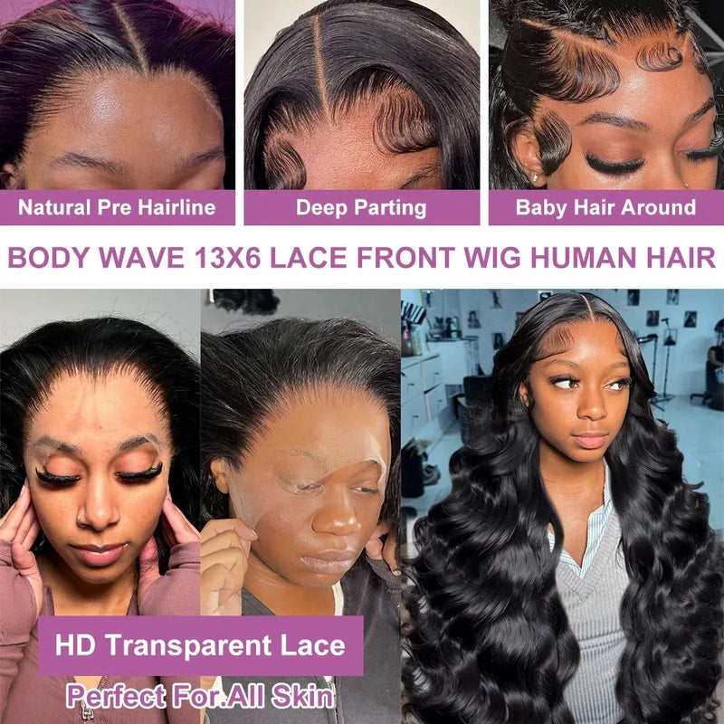 30 44 Inch 13x6 HD Lace Frontal Body Wave Human Hair Wigs Remy Water Wave 250 Density Frontal Wig Preplucked Brazilian For Women