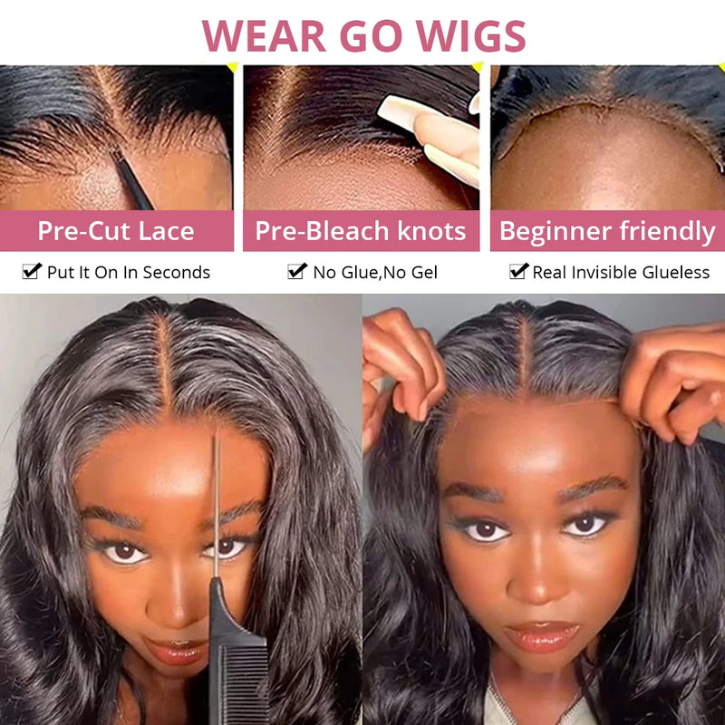 Pre Cut No Glue 13x4 Body Wave Upgrade Glueless Wig Human Hair Ready To Wear Brazilian Lace Frontal Wigs For Women Preplucked