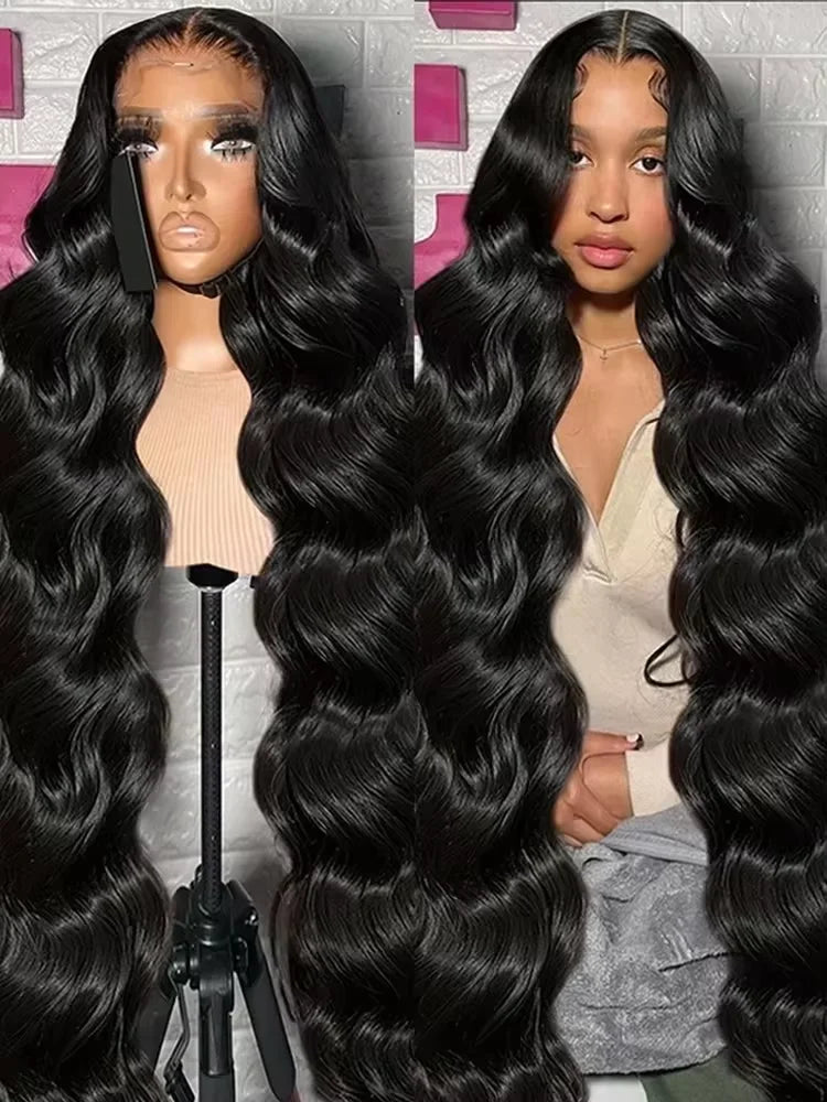 250% HD Remy 13x6 Body Wave Lace Front Human Hair Wigs 30 40 Inch Pre Plucked Transparent Brazilian 13x4 Lace Frontal Wig Women