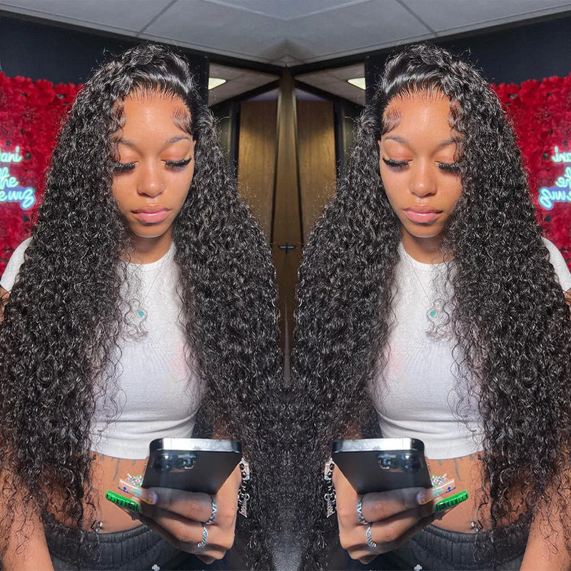 250 Density Deep Curly 13x6 HD lace Frontal Wig Deep Wave Lace Front Wig Glueless Wig Human Hair Ready to Wear Lace Closure Wig