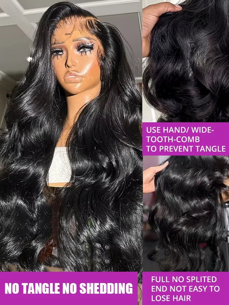 250% HD Remy 13x6 Body Wave Lace Front Human Hair Wigs 30 40 Inch Pre Plucked Transparent Brazilian 13x4 Lace Frontal Wig Women