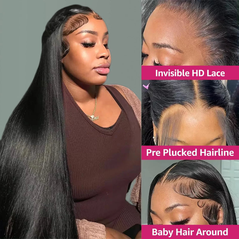 Straight 13x4 Transparent Lace Front Wig 13x6 hd Lace Frontal Wig Human Hair For Black Women 30 40 Inch Brazilion Remy Hair Wigs