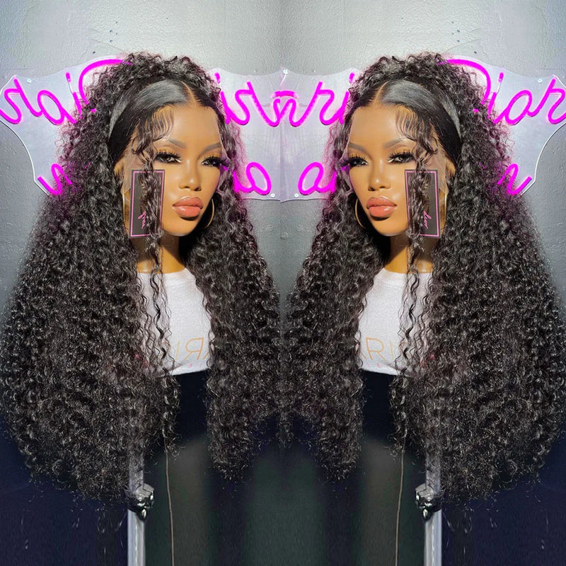 250 Density Deep Curly 13x6 HD lace Frontal Wig Deep Wave Lace Front Wig Glueless Wig Human Hair Ready to Wear Lace Closure Wig