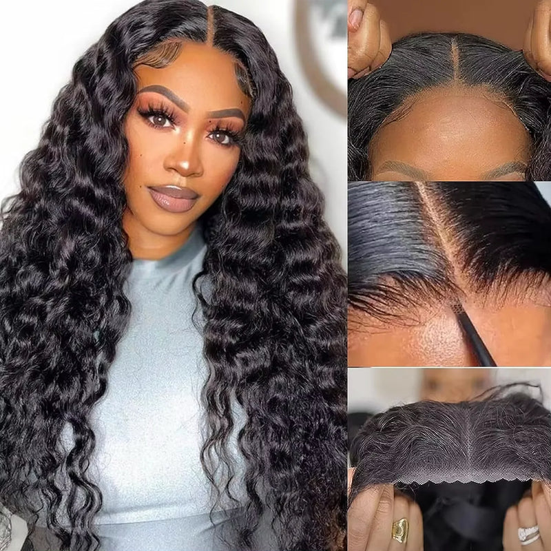 Burmese Curly 13X6 13X4 5X5 Glueless Wigs Human Hair Deep Wave Full Lace Frontal Human Hair Wig Ready To Go Wear HD Transparent