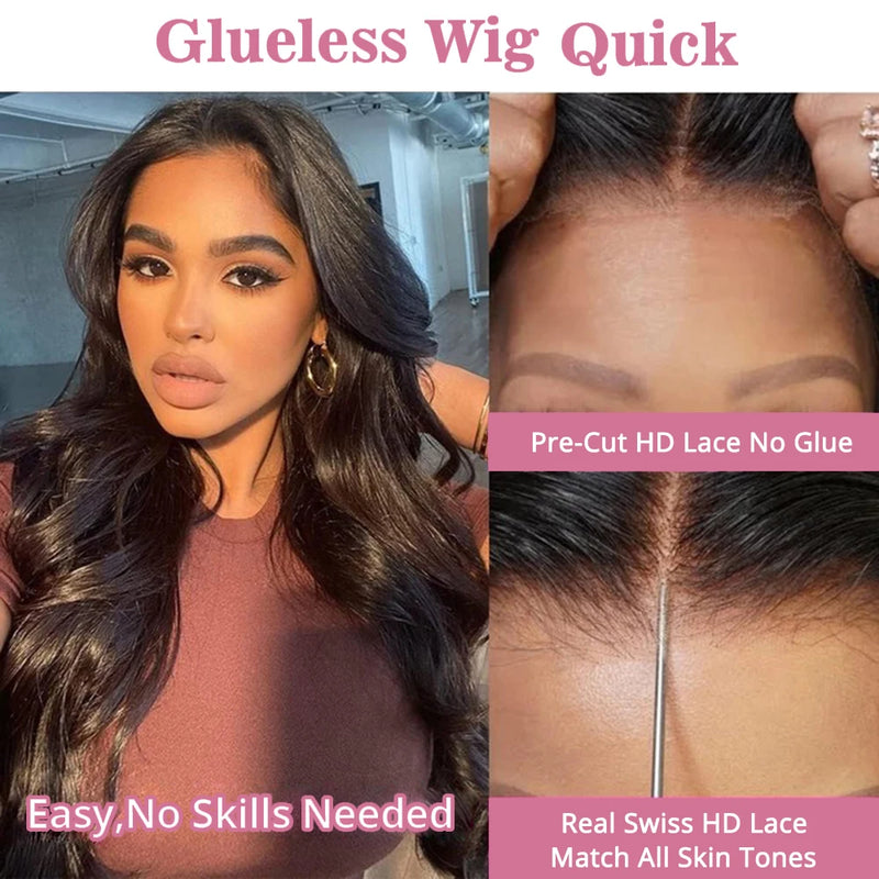 Pre Cut No Glue 13x4 Body Wave Upgrade Glueless Wig Human Hair Ready To Wear Brazilian Lace Frontal Wigs For Women Preplucked