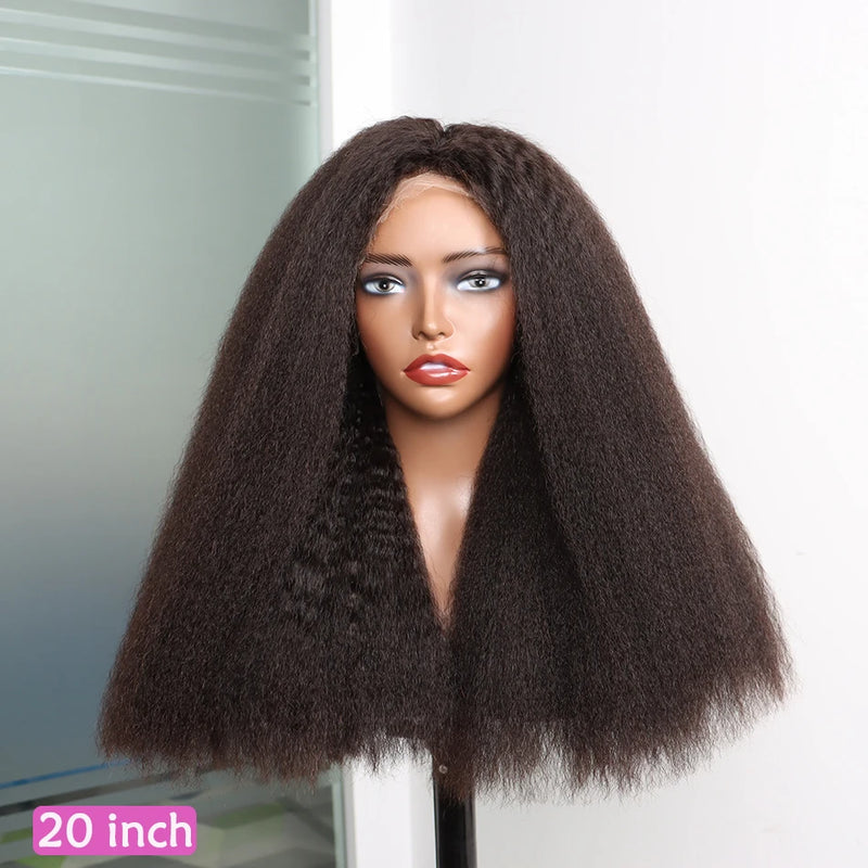 Kinky Straight HD Lace Super Double Drawn Human Hair Wigs Preplucked 13x4 Lace Frontal Wig 200% Density Full Natural Raw Hair