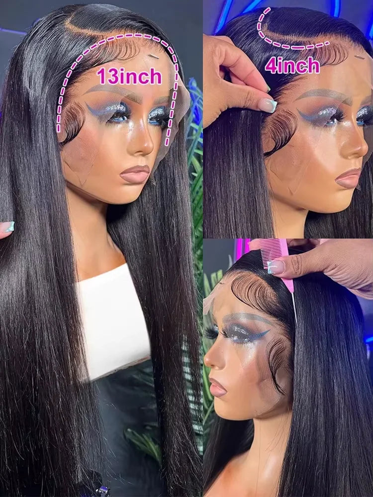 Straight 13x4 Transparent Lace Front Wig 13x6 hd Lace Frontal Wig Human Hair For Black Women 30 40 Inch Brazilion Remy Hair Wigs