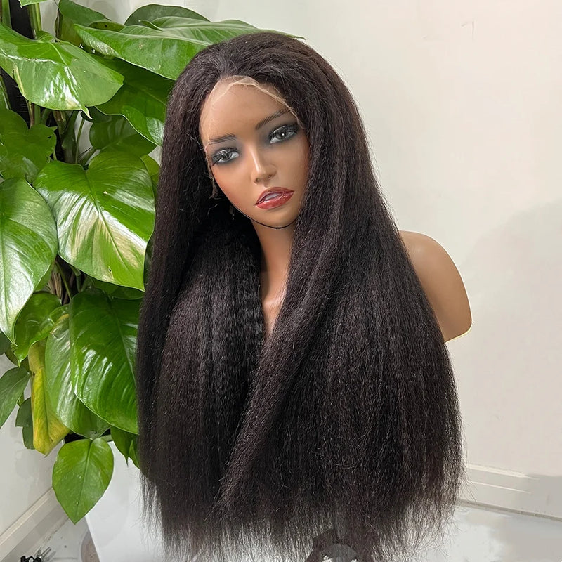 Kinky Straight HD Lace Super Double Drawn Human Hair Wigs Preplucked 13x4 Lace Frontal Wig 200% Density Full Natural Raw Hair