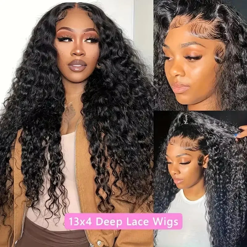 Burmese Curly 13X6 13X4 5X5 Glueless Wigs Human Hair Deep Wave Full Lace Frontal Human Hair Wig Ready To Go Wear HD Transparent