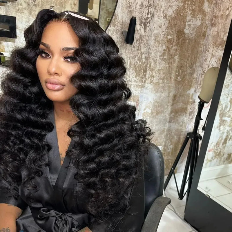 40 Inch Loose Deep Wave 13x4 13x6 HD Transparent Human Hair Wig 250 Density Brazilian Water Curly Nature Wave Lace Frontal Wigs