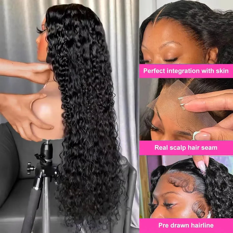 Burmese Curly 13X6 13X4 5X5 Glueless Wigs Human Hair Deep Wave Full Lace Frontal Human Hair Wig Ready To Go Wear HD Transparent