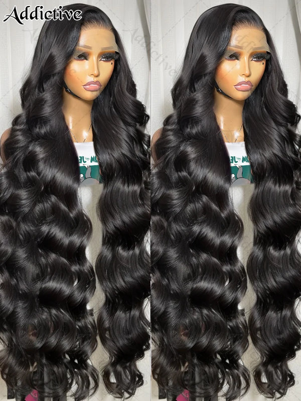 200 Density Body Wave 13x4 HD Transparent Lace Front Human Hair Wig 30 40 Inch 13x6 Lace Frontal Wigs For Women Pre Plucked