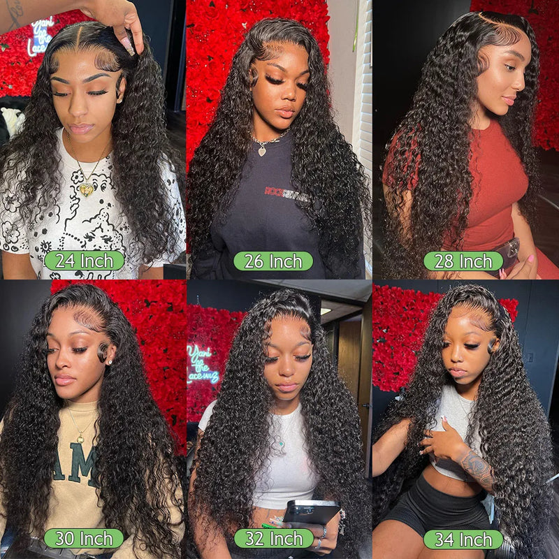 250 Density Deep Curly 13x6 HD lace Frontal Wig Deep Wave Lace Front Wig Glueless Wig Human Hair Ready to Wear Lace Closure Wig