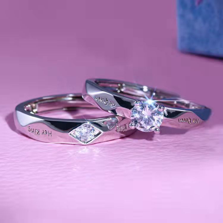 Couple Open Mouth White Gold Plated Rings