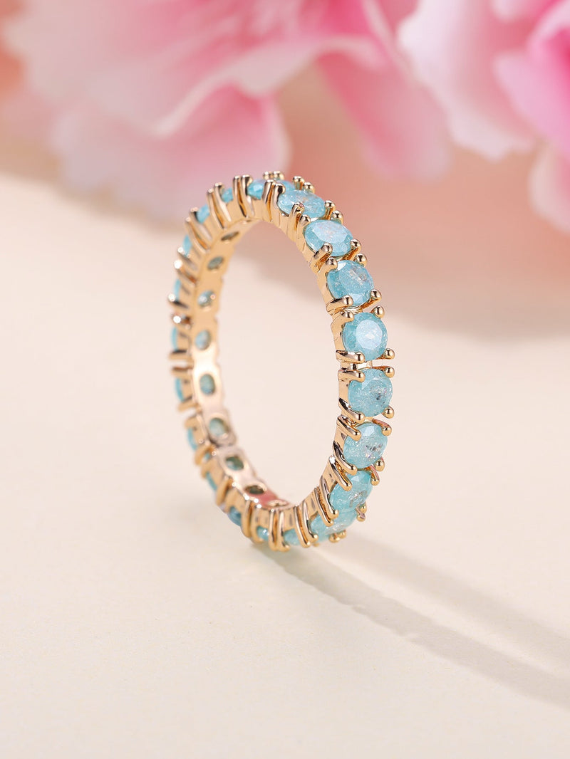 French Retro Champagne Gold Blue Ring