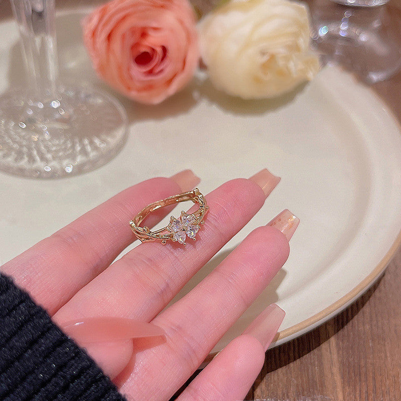 Zircon Flower Ring Female Niche Design